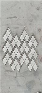 White Wood Rhombus Mosaic Pattern Athen Grey Chevron Tile