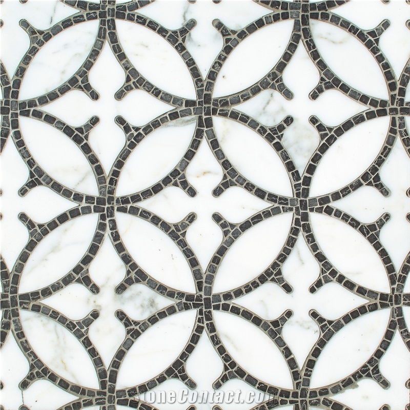 Water Jet Mosaic Black And White Marble Tile