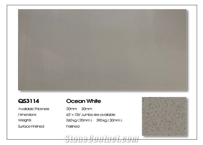 Ocean White Engineered Stone Slab,Quartz Stone Slabs