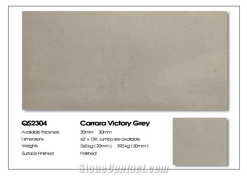 VG 2304 Artificial Carrara Quartz Stone Slab Calacatta