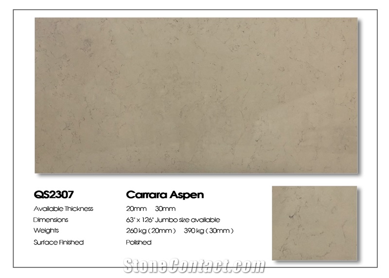 VG 2307 Artificial Carrara Quartz Stone Slab Calacatta