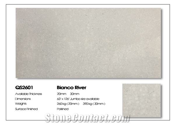 VG 2601 Bianco River Artificial Quartz Stone Slab 