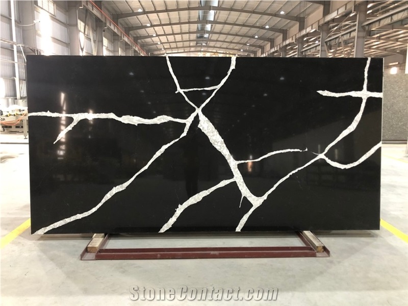 VG1307 Artificial Carrara Quartz Stone Slab Calacatta 