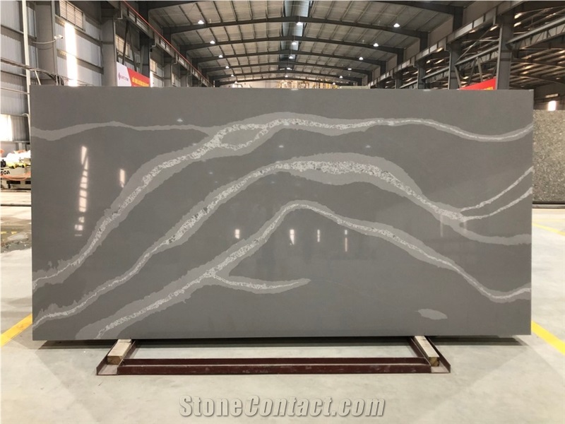 VG1309 Artificial Carrara Quartz Stone Slab Calacatta 