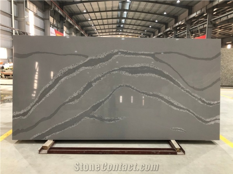 VG1311 Artificial Carrara Quartz Stone Slab Calacatta 