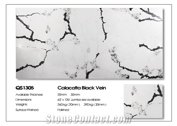 VG1503 Calacatta Black Vein Engineered Stone 