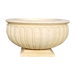 Beige Mable Planter In Sunny Gold Marble, Acid Washed
