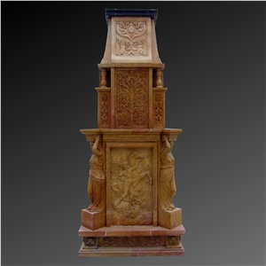 Brown Marble Double Layer Fireplace