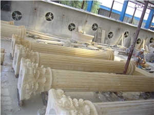Cream Marble Corinthian Style Fluted Column