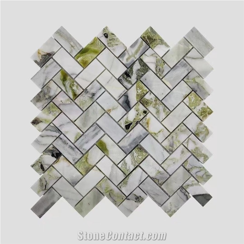 Green And White Marble Mosaic Pattern