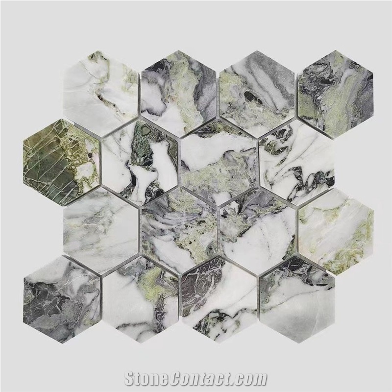 Green And White Natural Marble Mosaic