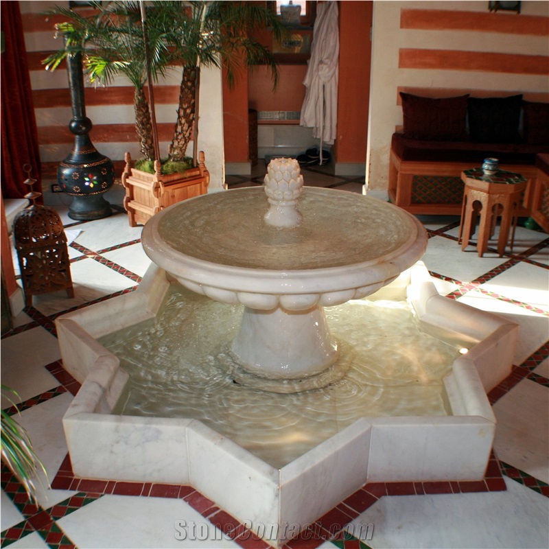 Interior Star Pool Egde White Marble Fountain