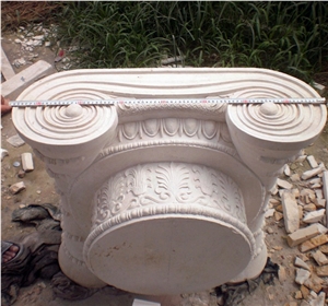 Large Ionic Style Marble Column In Cream Marble