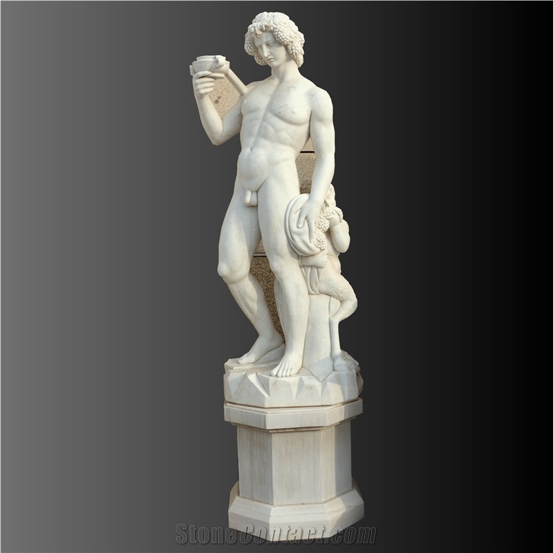 Male Nude Sculpture In White Marble
