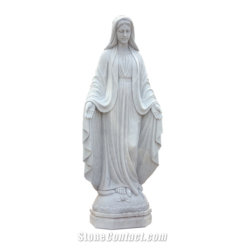 Mary Sculpture In White Marble