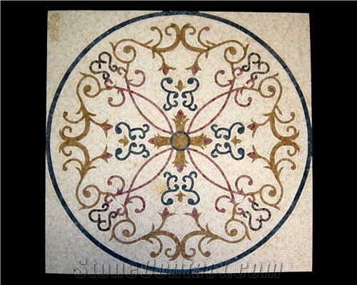 Muti-Colored Marble Medallion, Classical Design 