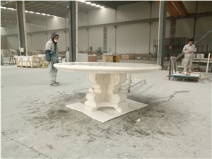 Round Limestone Carving Table