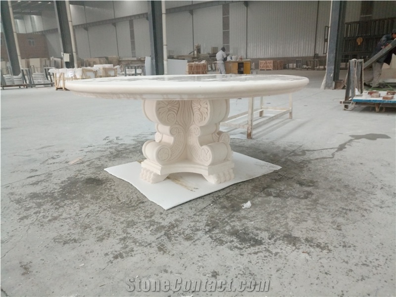 Round Limestone Carving Table
