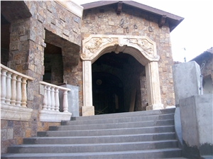 Travertine Carving Angel Statue Main Entrance