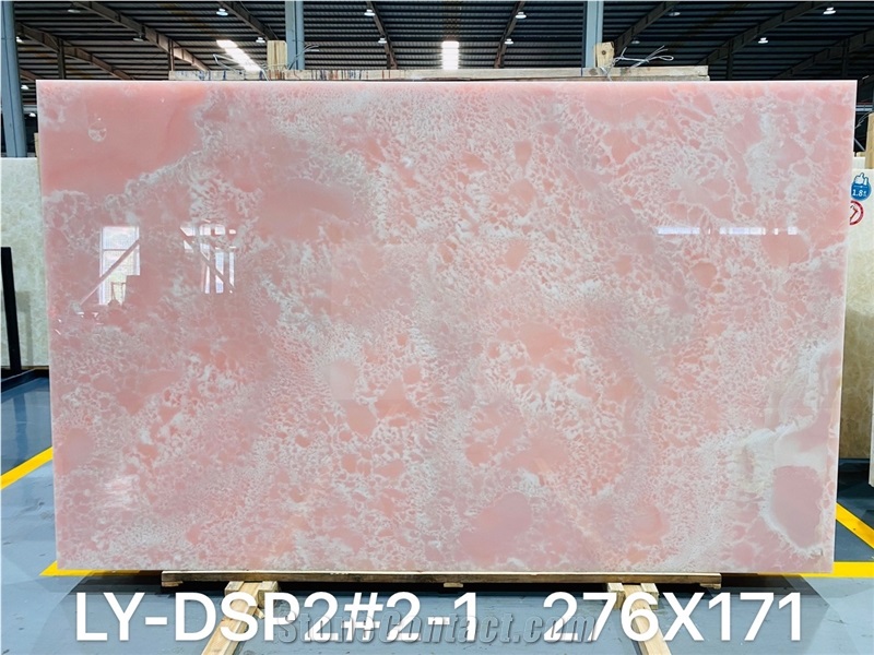 China Polished Pink Onyx For Hotel Decoration