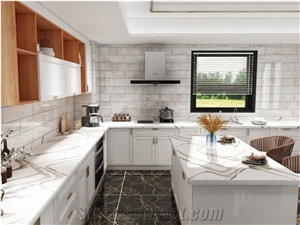 Arabescato Classic Quartz Stone Kitchen Countertops