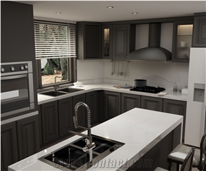 Calacatta Listra Quartz Artificial Stone Kitchen Tops