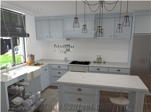 Calacatta Snow Quartz Artificial Stone Kitchen Tops