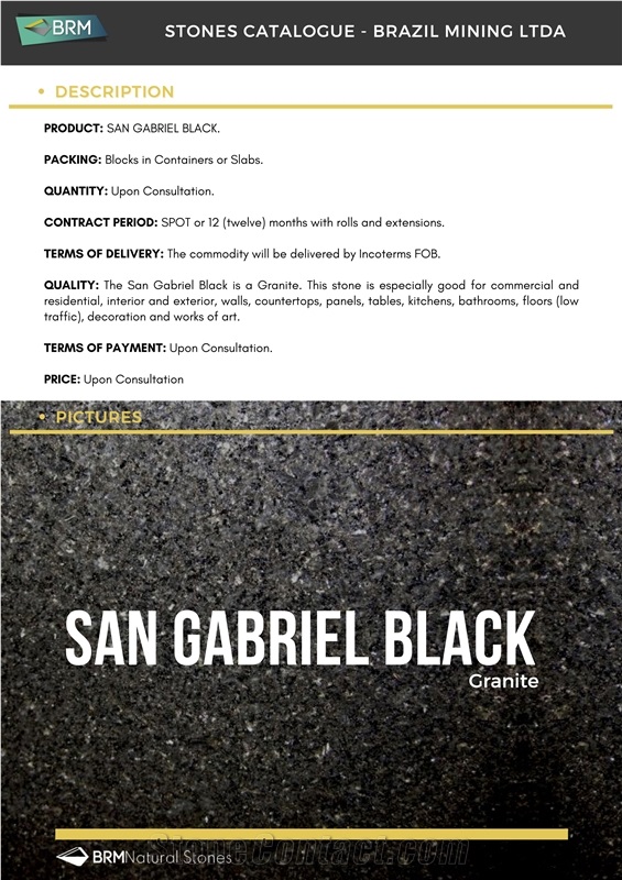 Preto Sao Gabriel / San Gabriel Black Granite Slabs