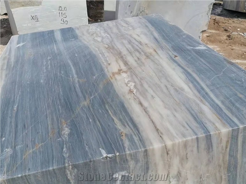 Light Blue Gray-White Marble, Palissandro Marble Blocks