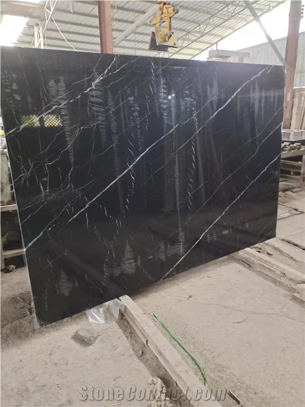 China Marquina Black Marble Slabs