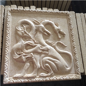 Animal Carving Marble Relief Sculpture For Wall Decoration