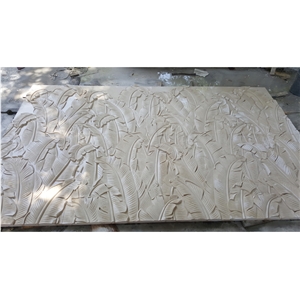 Natural High Relief Stone Flower Carved Marble On Sales