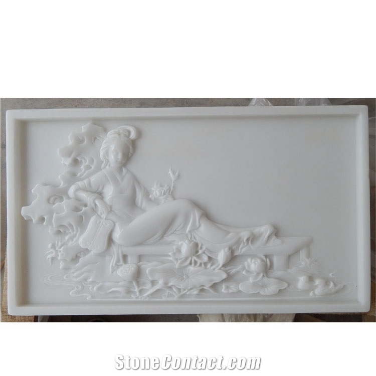 Natural High Relief Stone Flower Carved Marble On Sales