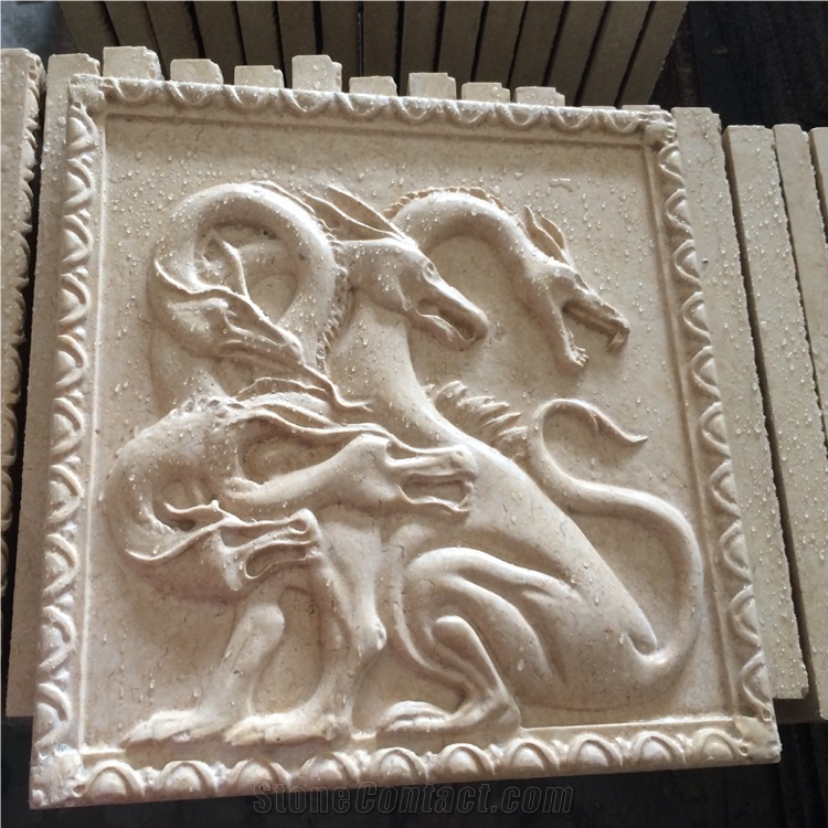 Natural High Relief Stone Flower Carved Marble On Sales