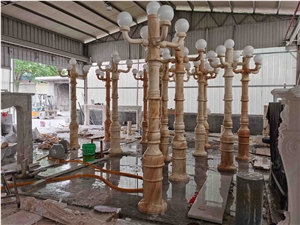Sunset Red Marble Stone Pillar Column