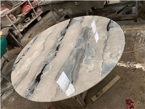 Arctic Ocean Quartzite Round Table Top Glossy