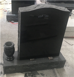 Black Granite Split Upright Monuments With Base