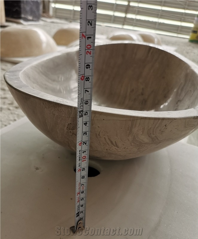 Grey Wooden Grain Marble Oval Sink Basin