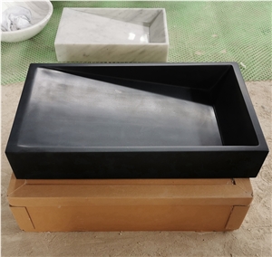Honed Black Granite Rectangle Basin Sink