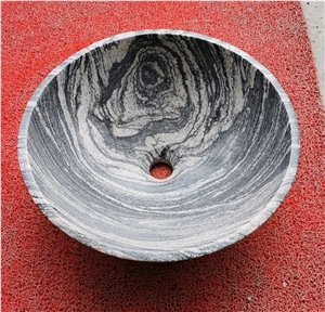 Polished Standard Style Juparana Grey Granite Round Sink