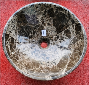 Premium Quality Dark Emperador Marble Round Sink
