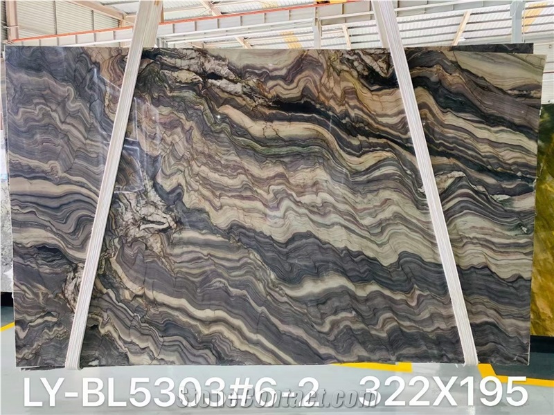 Blue Silk Sea Wave Marble Slabs For Interior Wall Panels