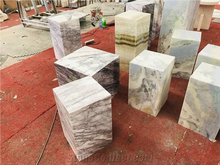 Marble Coffee Table Modern Stone Block Square Cube Plinth