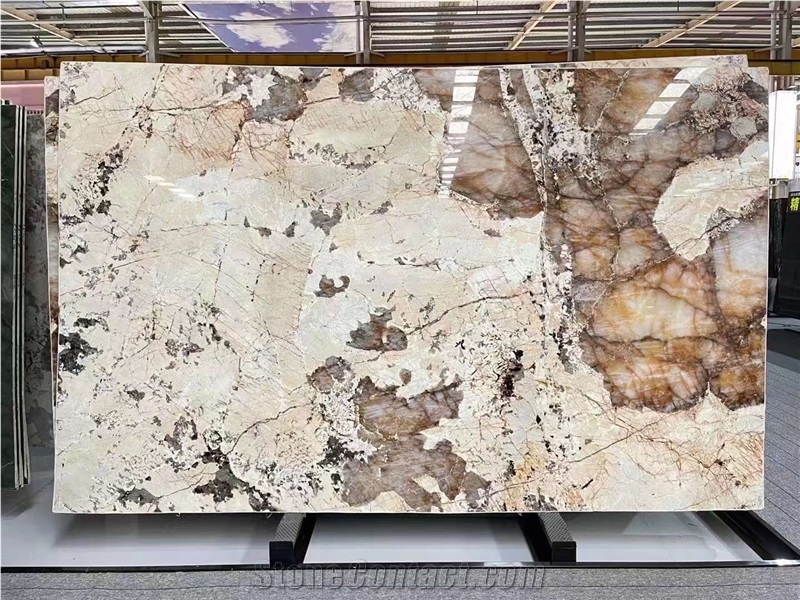 Patagonia Natural Quartize Luxury Slabs Backlit With Crystal