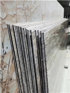Natural Marble Silver Gray Travertine Thin Panels