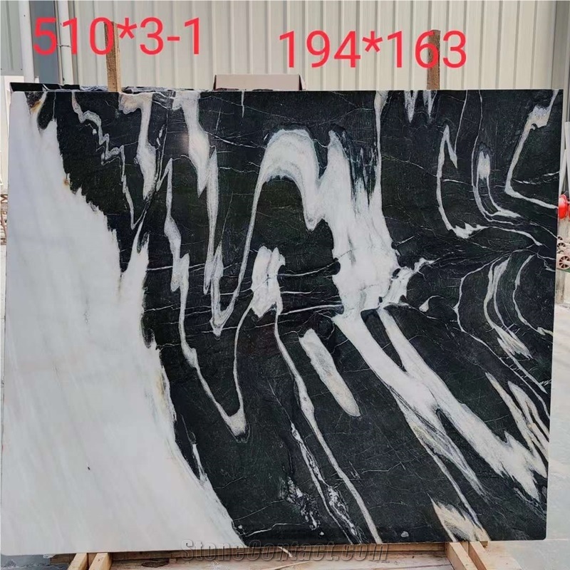 China Polished Panda White Marble Slabs For Floor Walling 