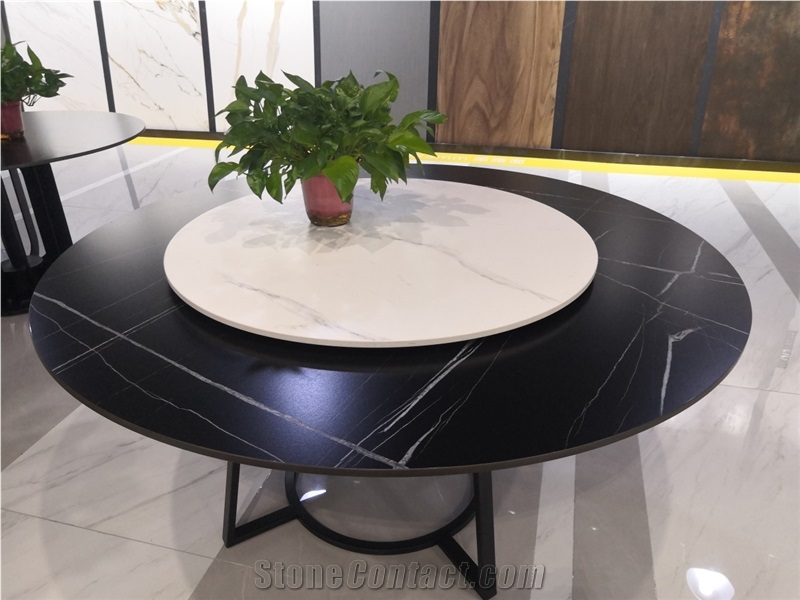 Black Laurent Sintered Stone Slab Interior Kitchen Design