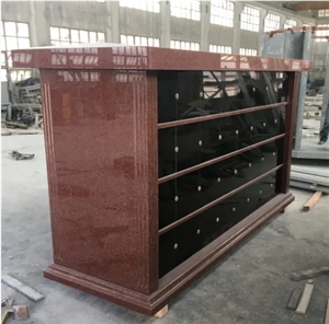 64 Niche Columbariums Wall Imperial Red Granite For Cemtery