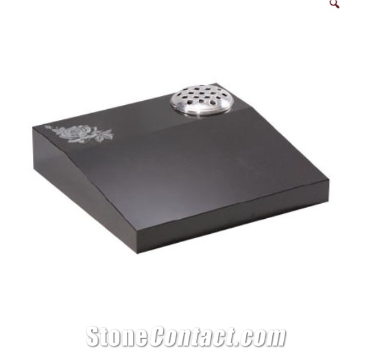 Black Granite Desk Memorial With Etched Rose From China