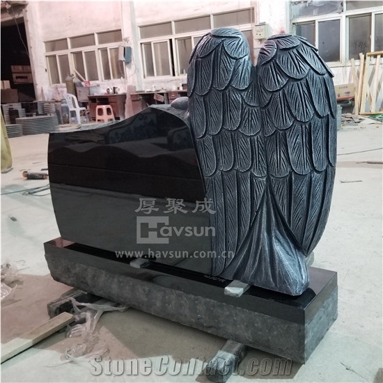 Bespoke Customized Kneeling Angel Monument Headstone Etched